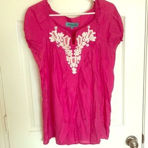 Bright Pink Mexican embroidered top